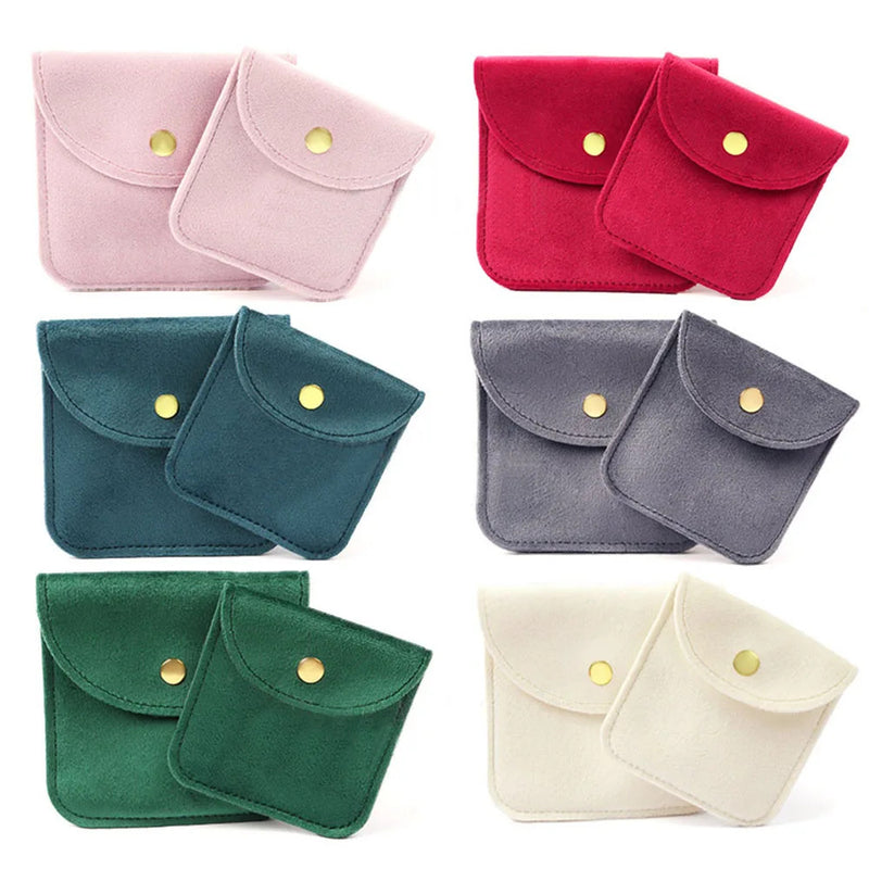 Jewellery Pouch Snap Button Soft Velvet Bag Envelope Jewelry Packaging Bag Wedding Gift Bracelet Necklace Earrings Rings Storage