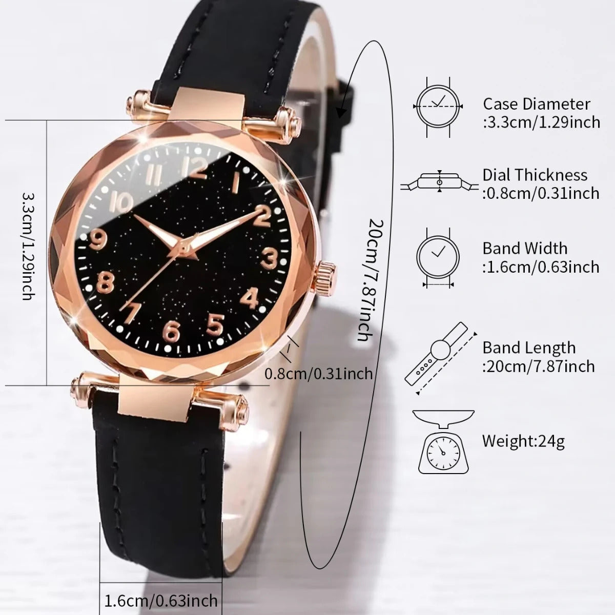 5PCS/Set Women Watches Bracelets Set Fashion Starry Sky Dial Leather Band Quartz Watch