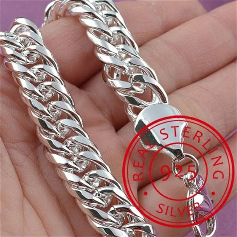 Hot 925 Sterling Silver Cute Buckle Side Chain Solid Bracelet for Women Men Charm Party Gift Wedding Fashion Jewelry