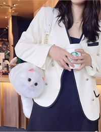 One Shoulder Bag Female Design Small Man Messenger Bag Versatile Hand Made Autumn and Winter Plush Cute Cat Bag