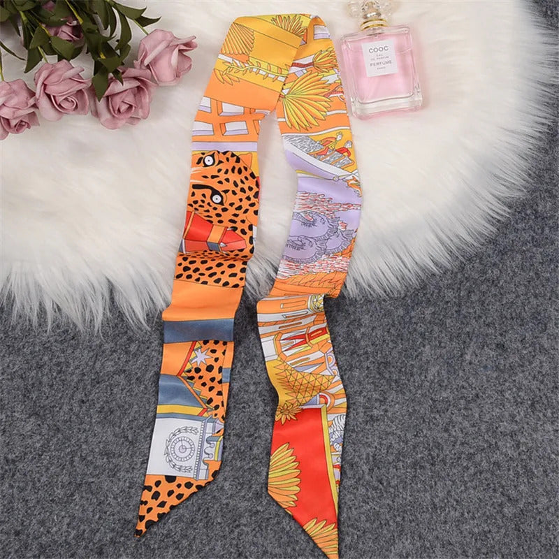 Horse Printing Bag Scarf 2024 New Small Skinny Silk Scarf Women Luxury Brand Foulard Women Tie Fashion Head Scarves For Ladies