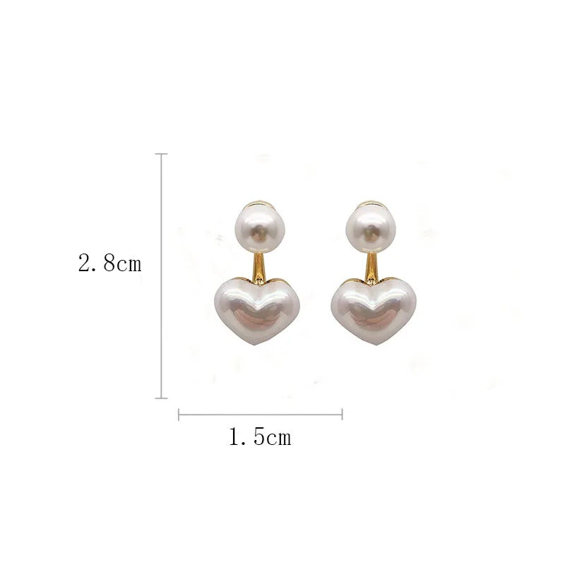 Imitation Pearl Earrings For Women Heart Round Stud Earrings Elegant Love Ear Stud Party Wedding Jewelry Valantine Day Gifts