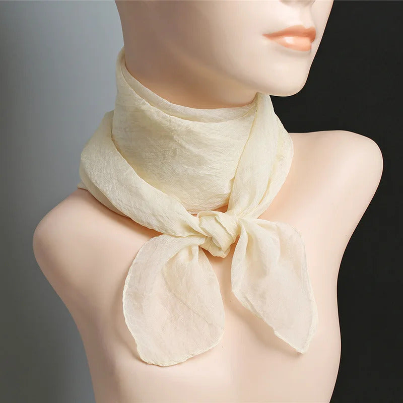 New 70X70cm Simulation Silk Scarves Women's Versatile Small Square Solid Chiffon Scarf Gauze Scarf Party Gift