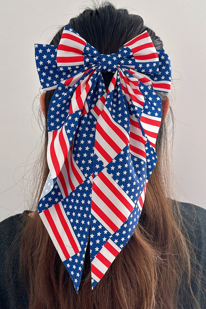 Dark Blue American Flag Large Bow Knot Hair Clip