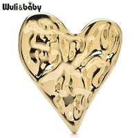 Wuli&baby Big Stainless Steel Heart Brooches For Women 2-color All-match Love Party Office Brooch Pins Gifts