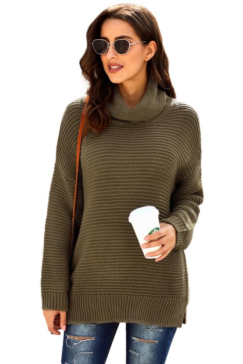 Sage Green Cozy Long Sleeves Turtleneck Sweater