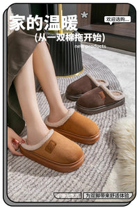 Cotton sandals for women, thick sole, non-slip and warm 2024 new winter indoor home plush cotton slippers for men