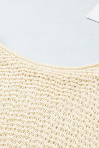 Apricot Sheer Openwork Knit Sweater