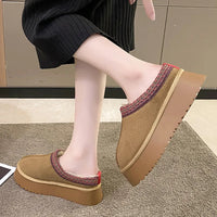 Winter Warm Snow Boots Women Chunky Platform Plush Ankle Boots for Woman Suede Cotton Padded Shoes Waterproof Slippers Loafers