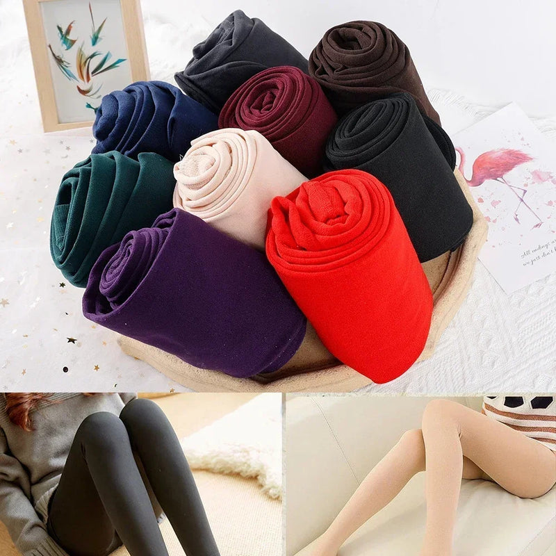 Women Thermal Stockings Winter Warm Elastic Slim Fleece Tights Pantyhose Thicken Plush High Waist Leggings Stocking Pants