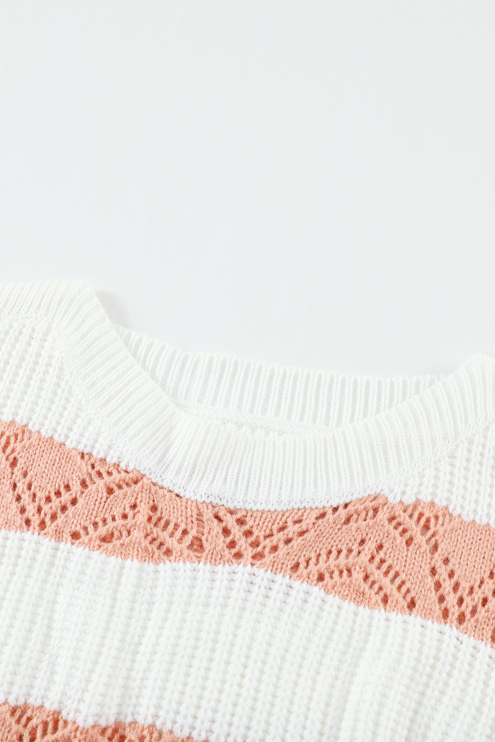 White Striped Colorblock Knit Sweater