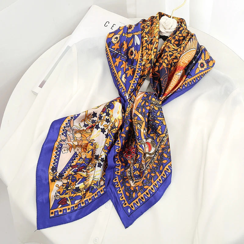 Luxury Brand Silk Satin Square Scarf Women Hijab Bandana Muslim Headscarves Shawl Wrap Ladies Headband Neckerchief Foulard 90cm