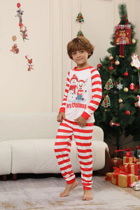 New Christmas family home dress Christmas Deer Snowman family suit red and white stripes patchwork printed pyjamas two-piece set