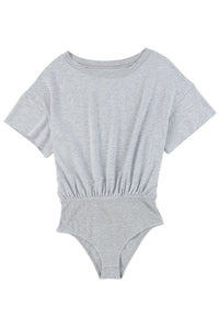 Gray Drop Shoulder Sleeve Oversize Bodysuit