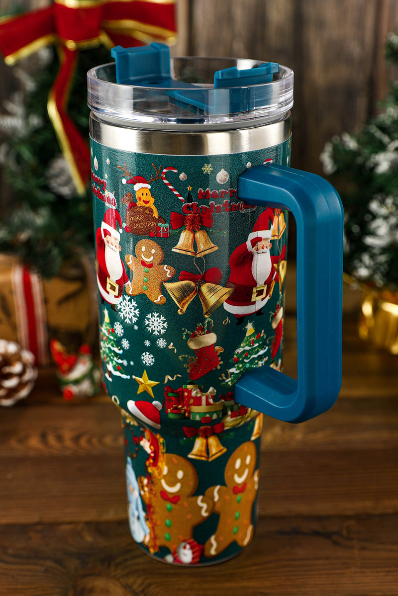 Iceland Blue Christmas Pattern Print Handled Stainless Steel Tumblers