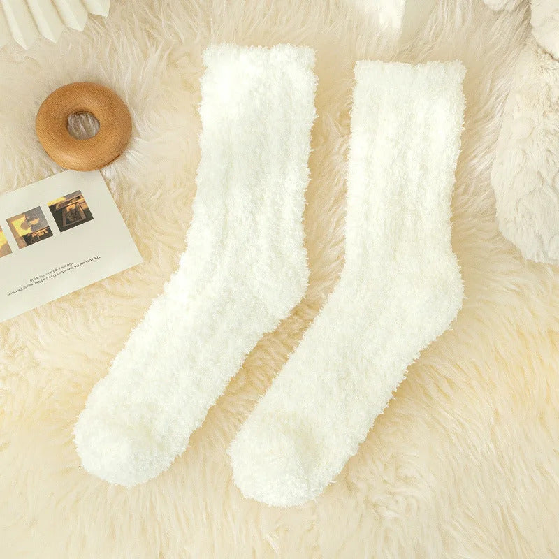 Autumn Winter Coral Velvet Socks Cute Cat Claw Socks For Women Children Girls Middle Tube Thickened Sleep Socks Home Floor Socks