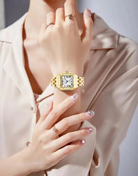 Women Watch Light Luxury Brand Business Gold Stainless Steel Ladies Fashion Quartz Watches Female Clock Bracelet Wristwatch