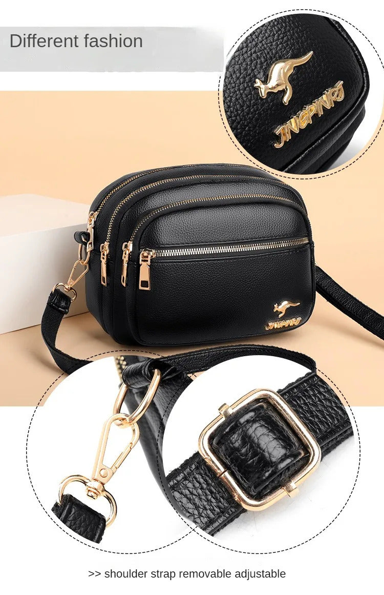 High Quality Soft Leather Purse Fashion Women Shoulder Messenger Bag Multi-pocket Wear-resistant Bag Luxury Ladies Handbag Sac