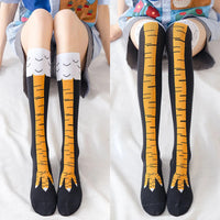 Chicken Paws Feet Long Socks Women Over The Knee Stockings Funny Cartoon Chicken Leg Claw Ladies 3D Print Thigh High Socks Gifts