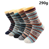 5 Pairs Winter Warmer Women Thicken Thermal Wool Cashmere Snow Socks Fashion Casual Euramerican National Wool Socks for Women