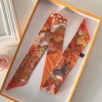 2022 Luxury Silk Scarf Slim Hair Accessories Fashion Bag Handle Ribbon Ladies Horse Print Headband Belt Ladies Fall New 60SKU