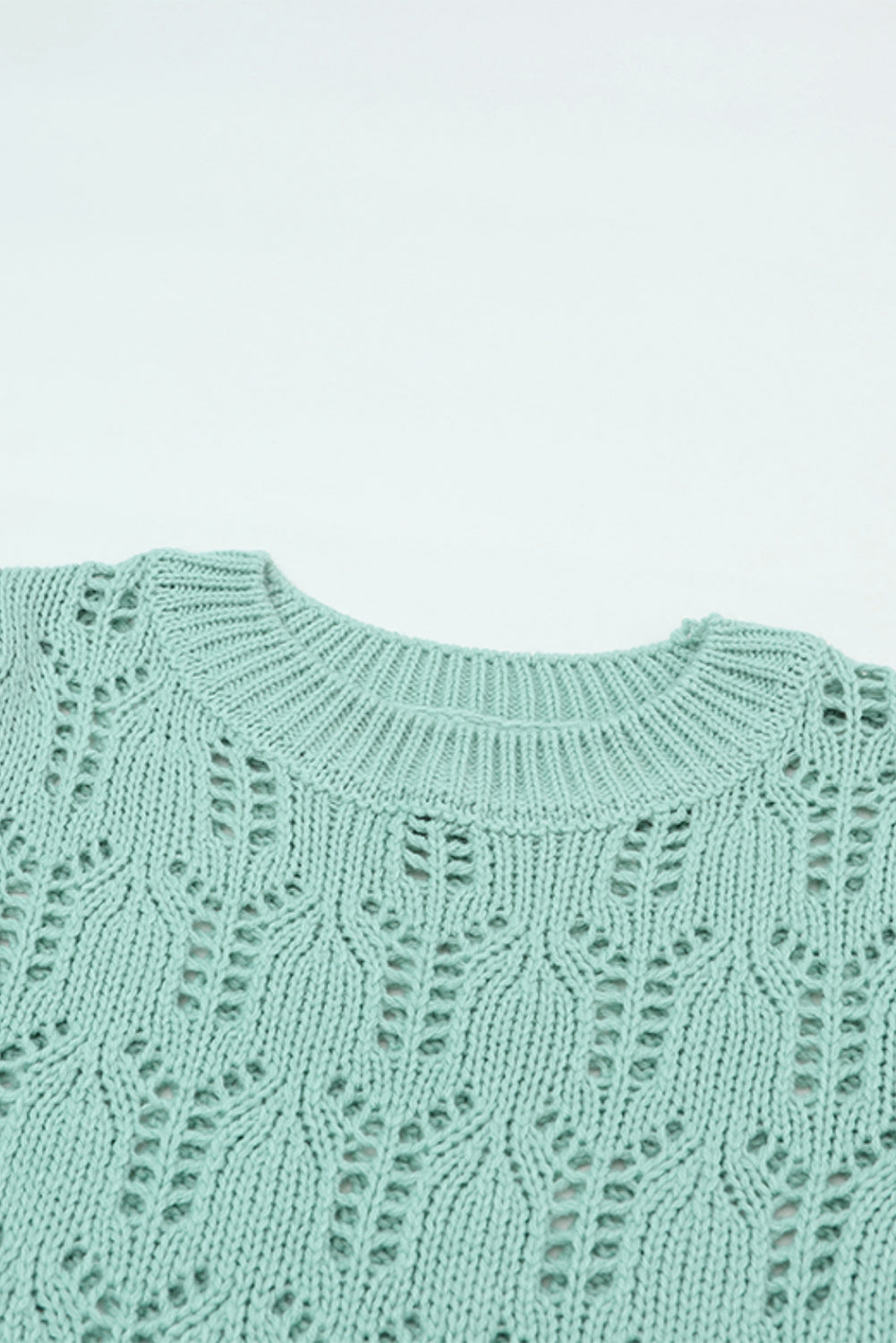 Green Sheer Knitted Pointelle Sweater