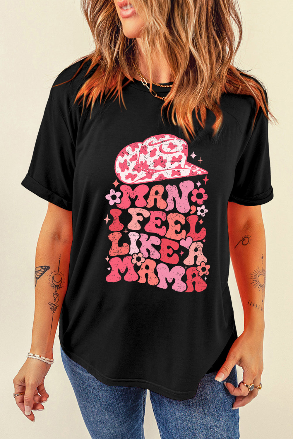 Black MAN I FEEL LIKE A MAMA Graphic Tee