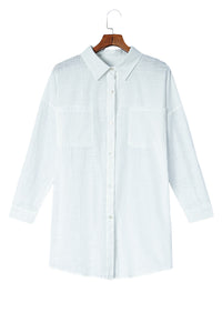 Gray Lightweight Shirt Style Beach Cover Up