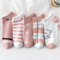 5 Pairs of Cute Cat Fashion Iadies Casual Short Socks