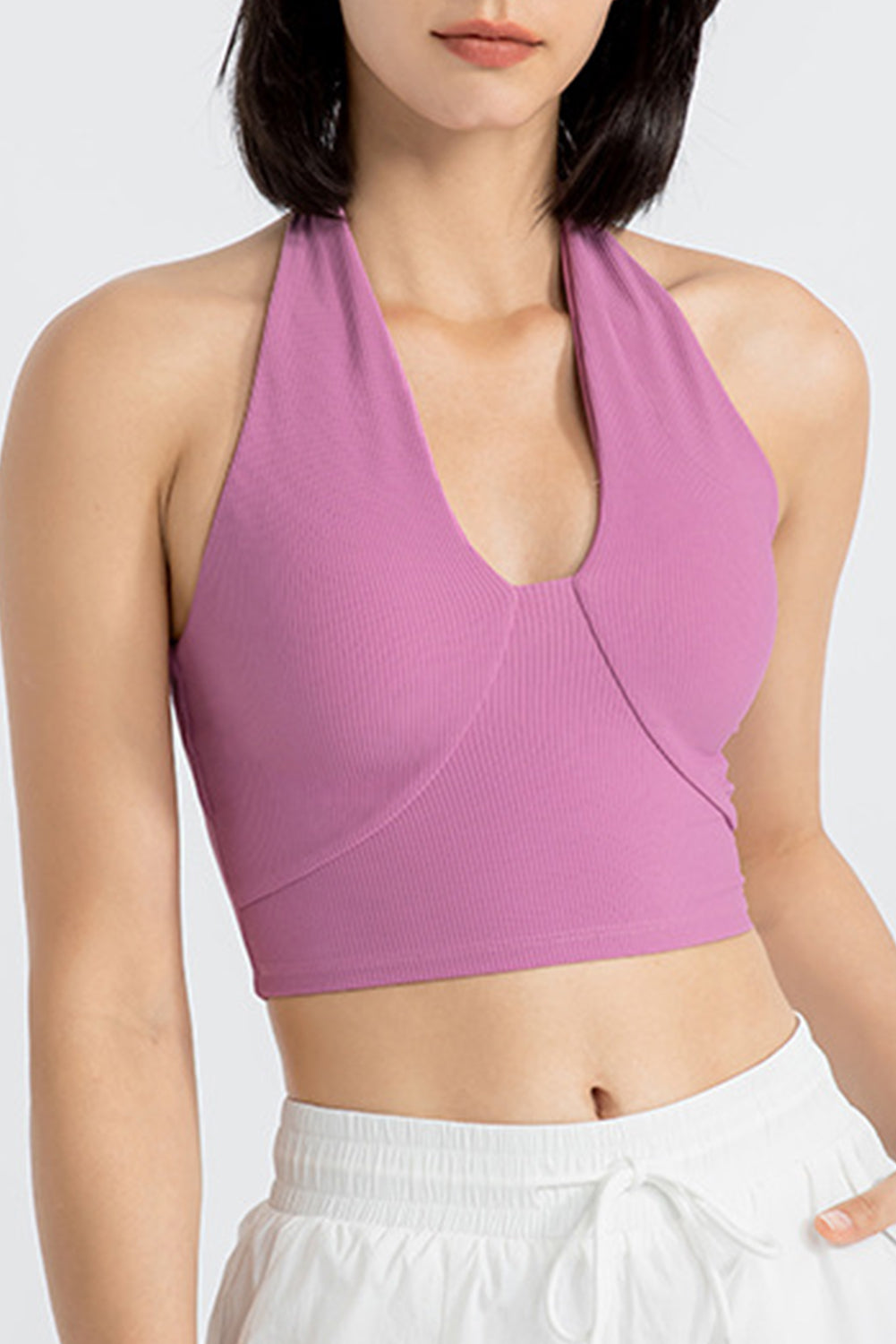 Phalaenopsis Sleeveless Halter Neck Active Sports Bra