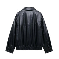 Fashionable and versatile loose lapel zipper imitation leather pilot jacket coat women's autumn new PU leather jacket