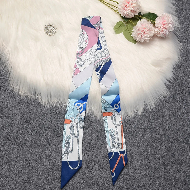 Horse Printing Bag Scarf 2024 New Small Skinny Silk Scarf Women Luxury Brand Foulard Women Tie Fashion Head Scarves For Ladies