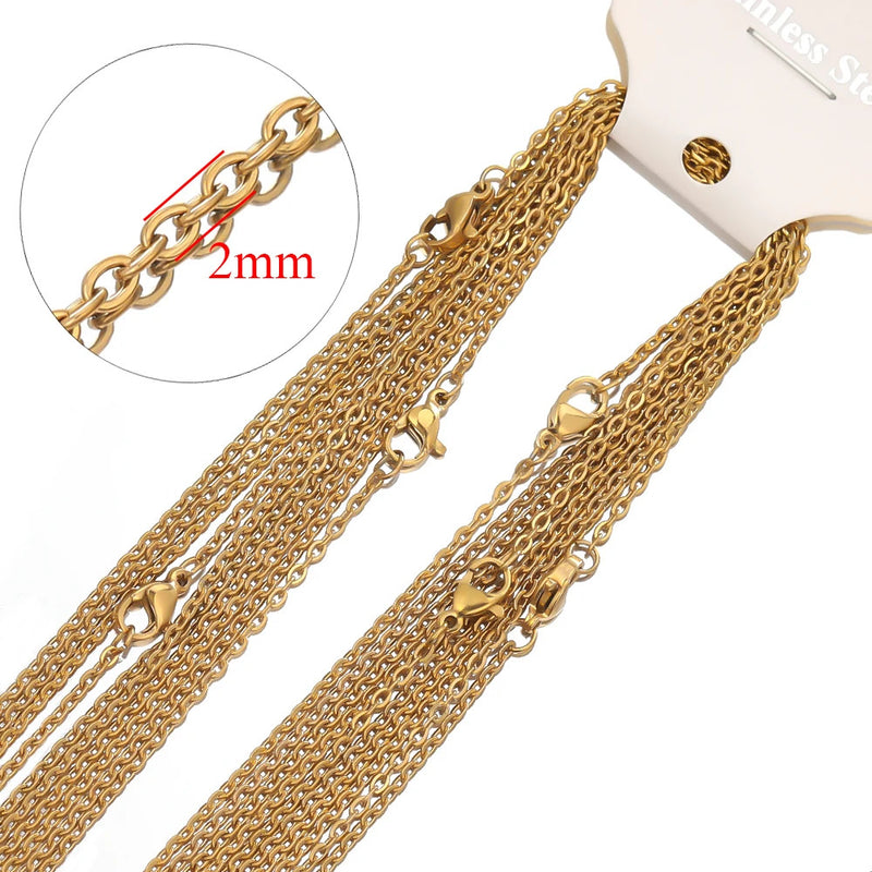 10Pcs/lot  50cm Stainless Steel Link Chains Necklaces Cuban Cross Chains Accessories for DIY Gifts Jewelry Making Bulk Wholesale