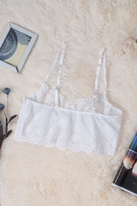 White Adjustable Hollow Out Lace Bralette