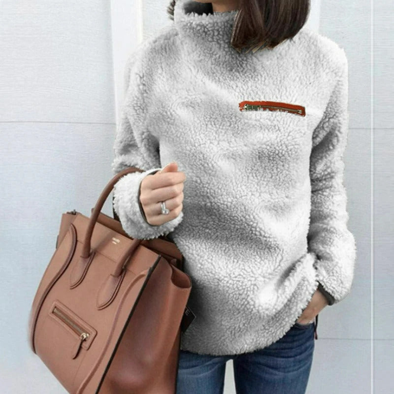 Winter Super Soft and Comfortable Solid Color Turtleneck Pullover Women's Sweater Fashion Zipper Sexy Top Ladies Hipster Clothes