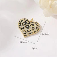 BenS Leopard Pattern Heart Pendant Enamel Dripping oil charms for DIY handmade Necklace Jewelry accessories wholesale P17