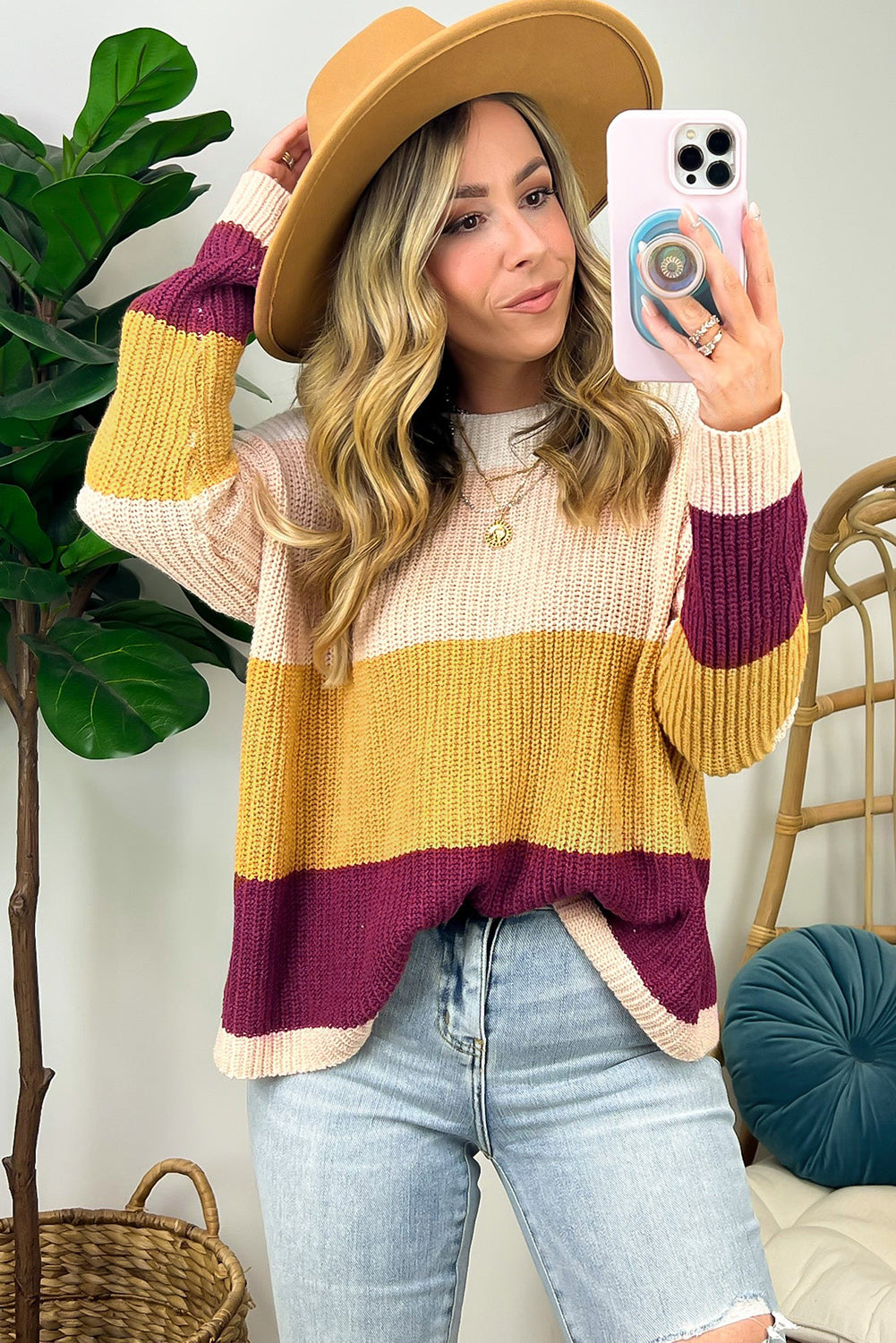 Multicolor Colorblock Striped Sweater