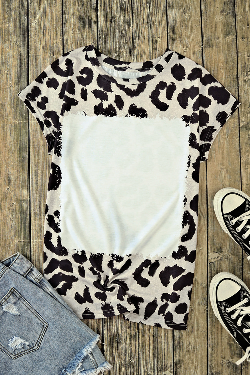 Leopard Blank Apparel-Leopard Bleached Graphic Short Sleeve Tee