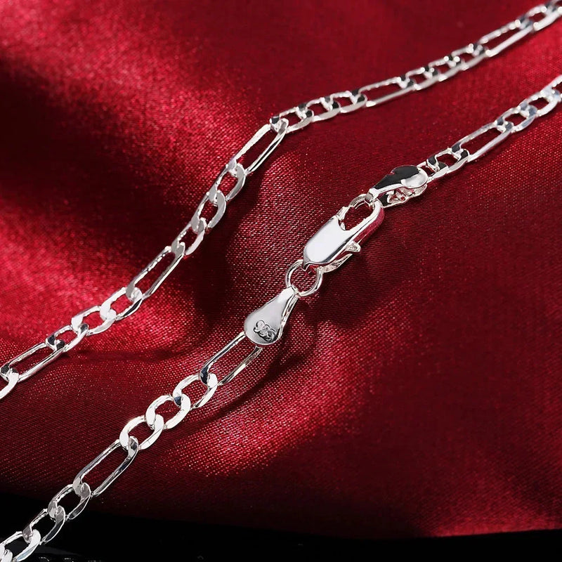 Noble New Arrive Silver Color 4MM Chain for Men Women Bracelet Necklace Jewelry Set Lady Christma Gifts Charms Wedding