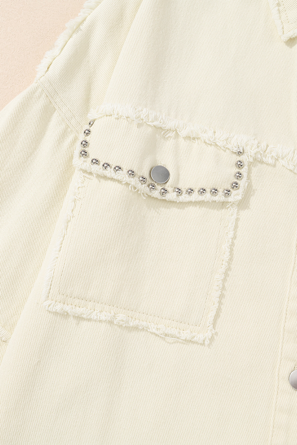 White Frayed Exposed Seam Denim Jacket