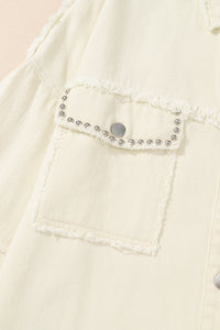 White Frayed Exposed Seam Denim Jacket