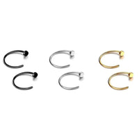 2/10pcs 20G Fake Nose Rings for Women Men,316L Stainless Steel Clip On Lip Rings Labret Ring Nose Piercing Jewelry