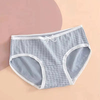 5pcs Heart Plaid Print Briefs Comfy Cute Bow Intimates Panties Women's Lingerie Underwear