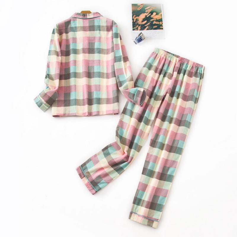 Women's Pajamas Plus Size S-XXXL Clothes Ladies Flannel Cotton Home Wear Suit Autumn Winter Pajamas Plaid Print Sleep Tops