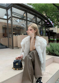 2024 Luxury Brand Autumn Winter Fur Coat Women Short Lazy Wind Fox Fur Jacket Cropped Fluffy Casaco De Pele Feminino