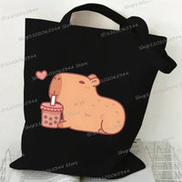 Bobo Tea Capybara Graphics Women Handbags Harajuku Animal Shoulder Bag Fashion Cartoon Tote Shopping Bag Side Bag for Ladies