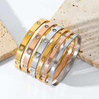 Fashion Stainless Steel Cubic Zirconia Bracelet Women Men Couple Holiday Gift Non-fading Bracelet Party Everyday Jewelry