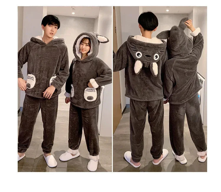 New 2022 Couple Pajamas Set Women's Thickened Fleece-lined Coral Velvet Couple Sleepwear For Spring Autumn Winter Homewear