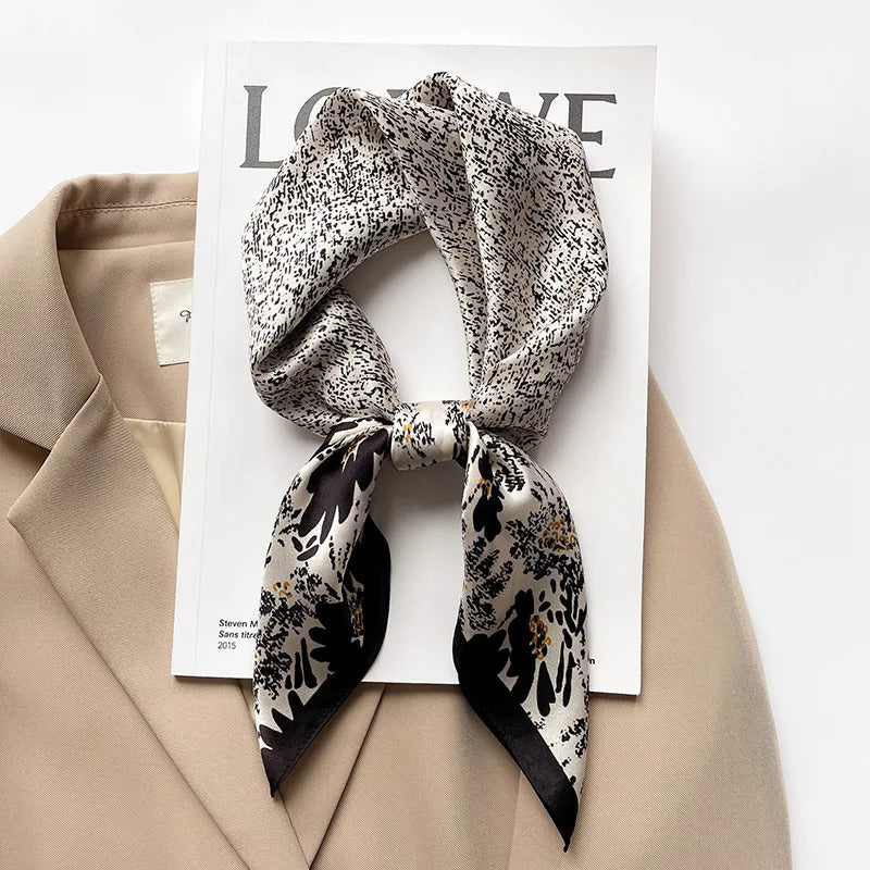 Luxury Fashion Print 70*70cm Silk Square Scarf Women Soft Satin Hairband Neckerchief Tie Female Headband Foulard Bag Ribbon