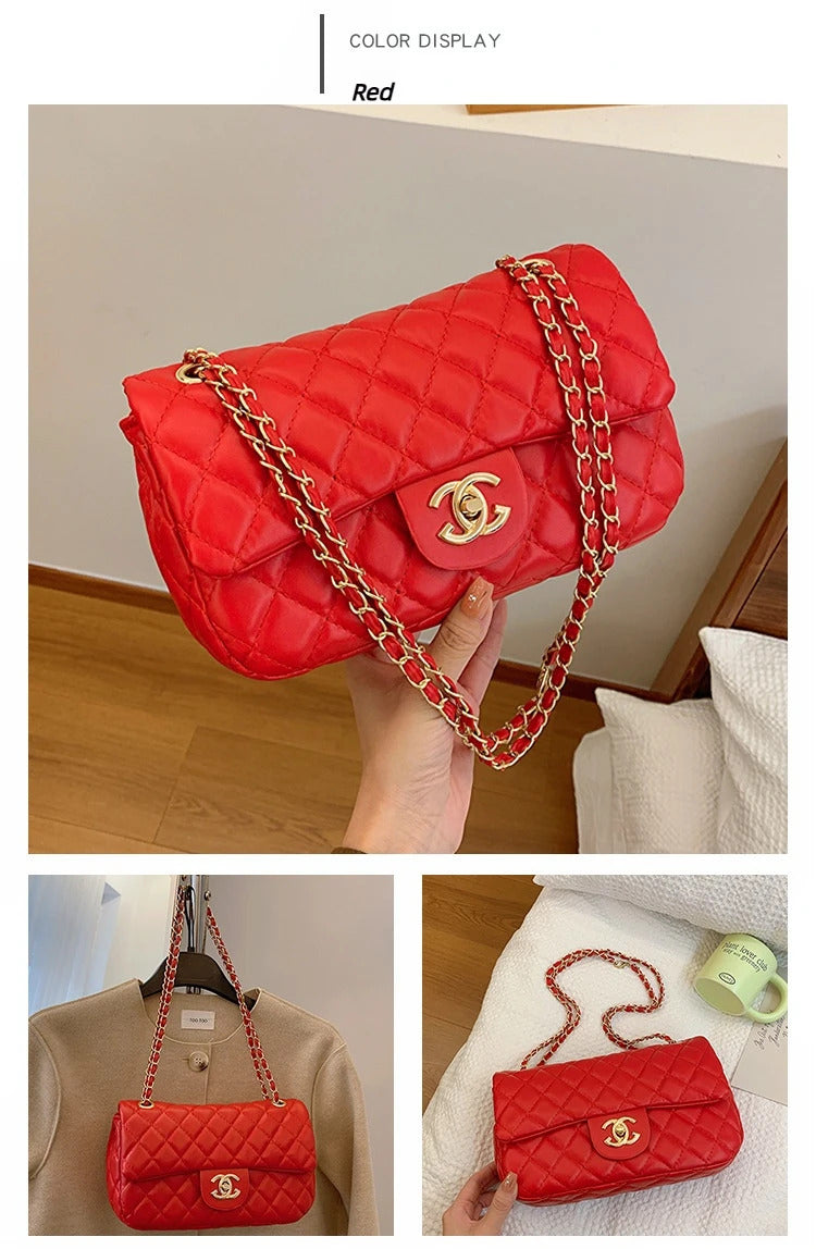 2024 new diagonal chain small square bag, classic texture, simple and fashionable, niche fashion style, luxurious high-end feel